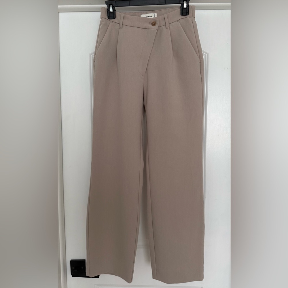 Abercrombie and Fitch Beige Wide-Leg Trousers